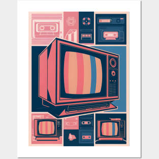 Illustration Of an 80s Inspired TV and Cassettes Posters and Art